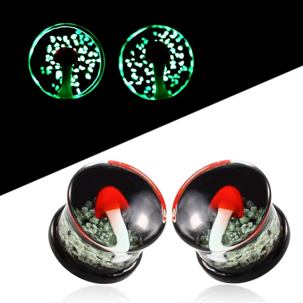 Mushroom Glow Glass Plugs