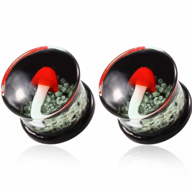 Mushroom Glow Glass Plugs