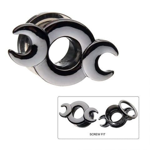Moon Phase Hematite Plugs
